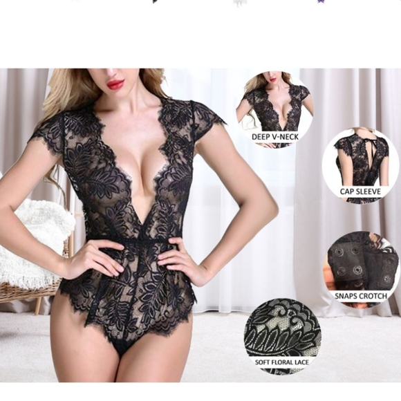 NEW Anyou Lace V neck bodysuit - Picture 1 of 5